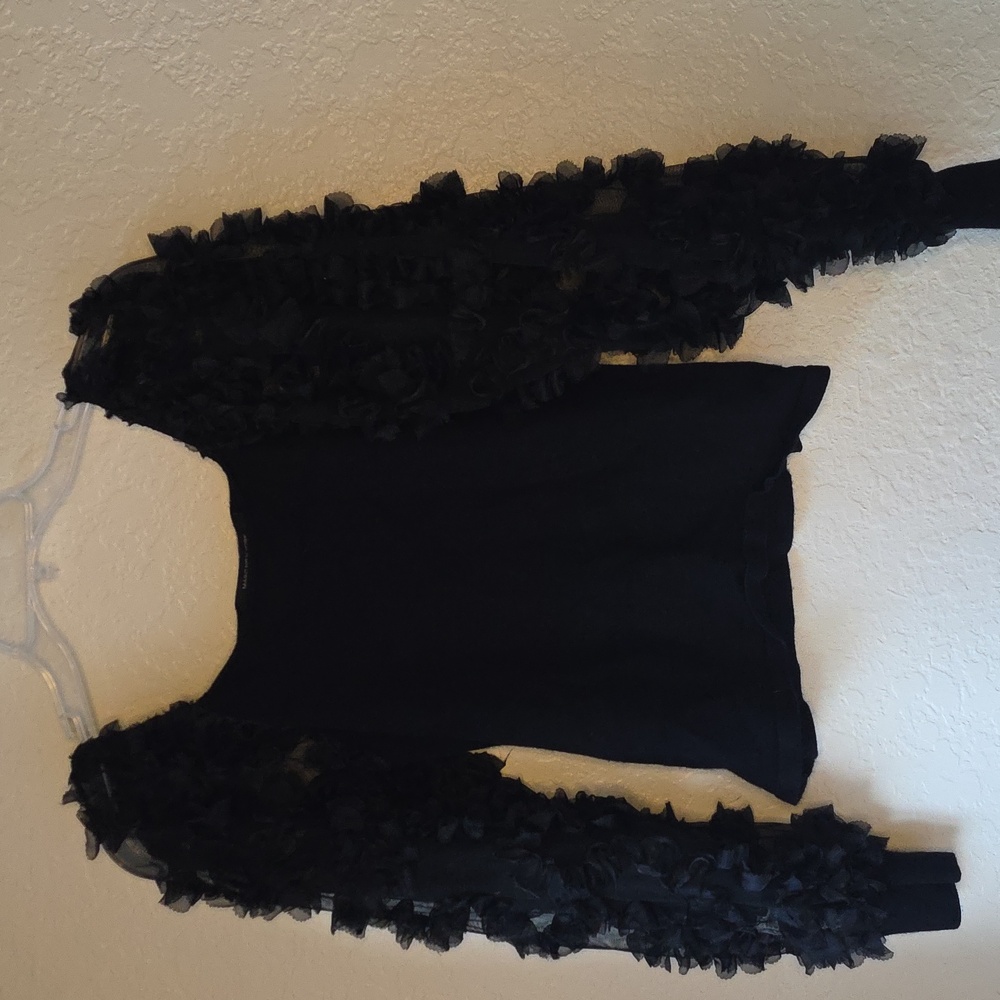 Marc New York Black Ruffle Sleeve Blouse